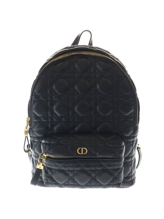 Dior Cannage Backpack Black Leather Gold